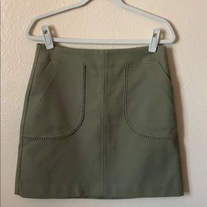Green Pom Pocket Trimmed Skirt